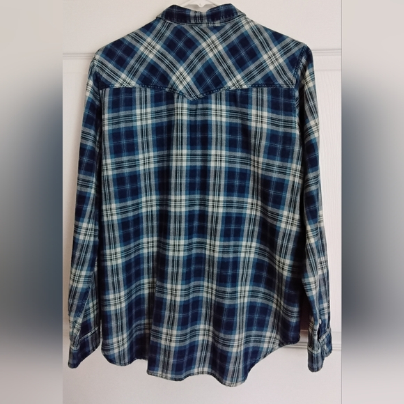 American Eagle Outfitters Blue and White Plaid Button-Down Shirt Womens - Picture 4 of 5